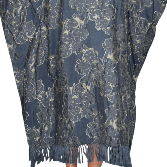 Billy Reid Jacquard Kaftan Dress Blue Long Oversized Caftan Fringe Medium Large - Picture 5 of 16